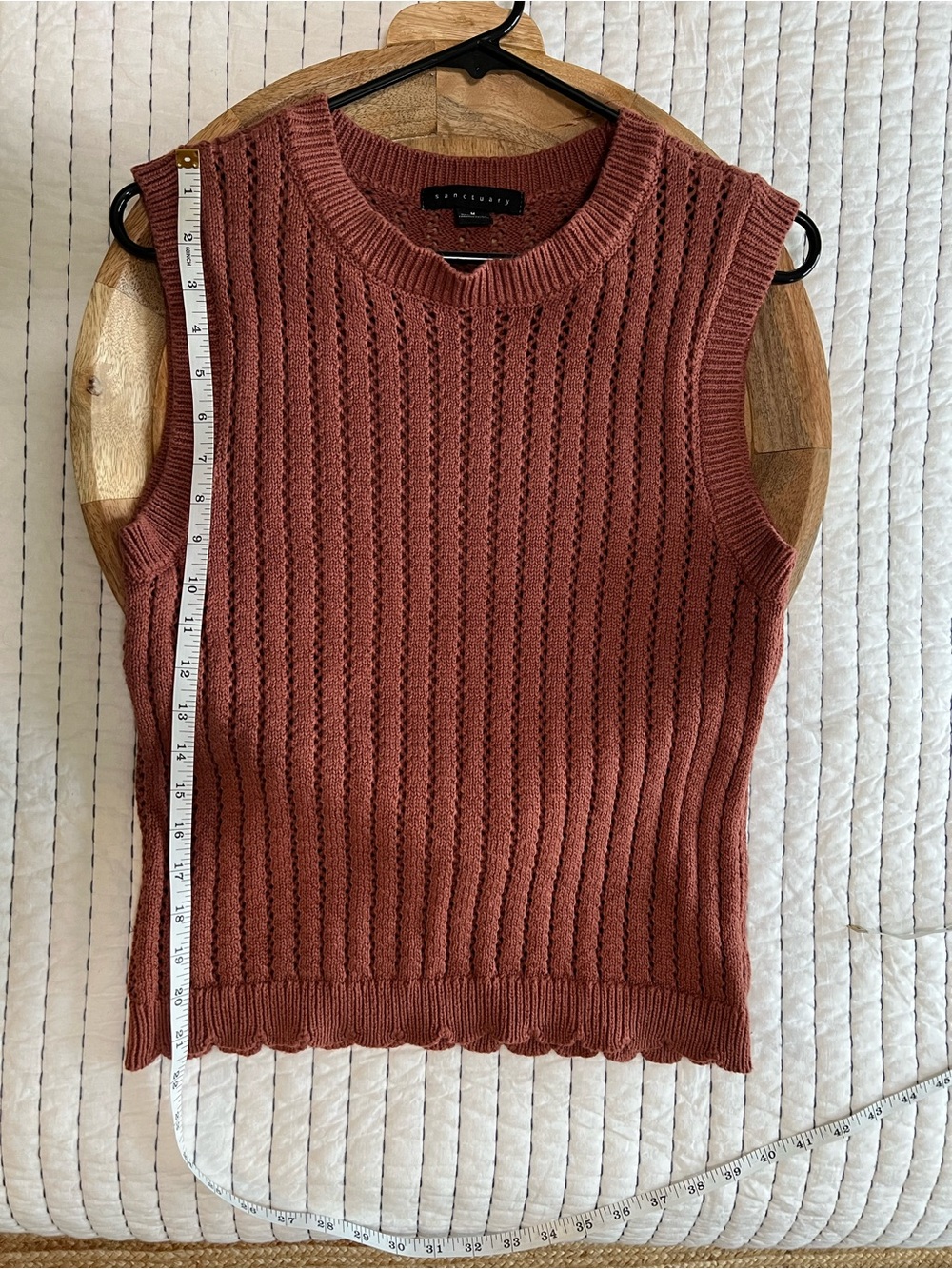 Sanctuary 100% Cotton Sleeveless Sweater Rust/Rose Scalloped Hem Women’s SZ M - Picture 6 of 12